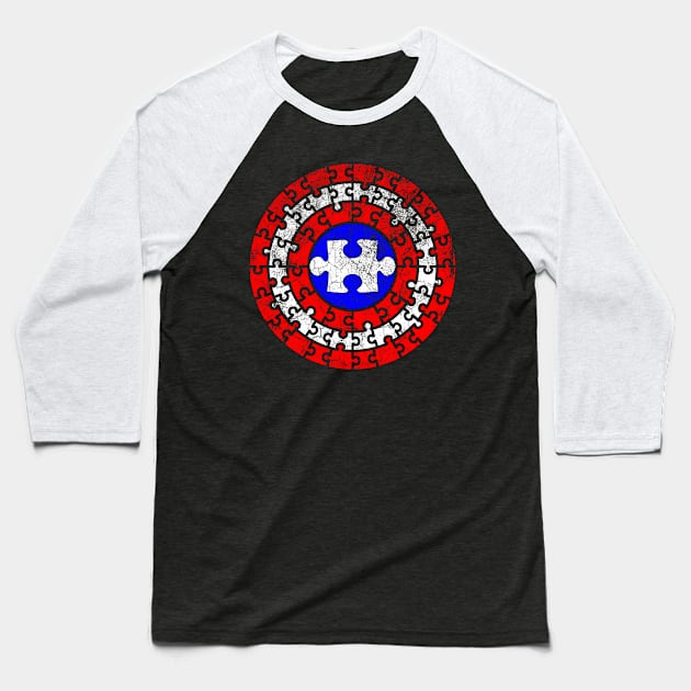 Captain Autism Mighty Shield Baseball T-Shirt by chiinta